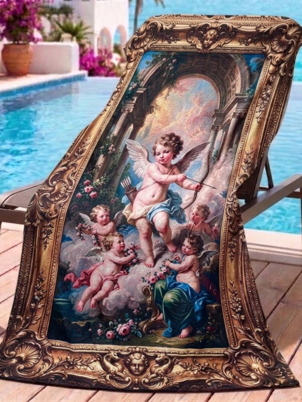 Conceptual Subculture Cupid &Cherub Mythology 71" x 39" beach towel Baroque Gift
